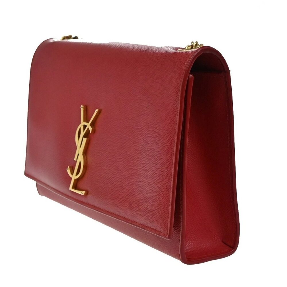 SAINT LAURENT YSL Logo 2Way Chain Shoulder Clutch Bag Red GHW Italy 22RF821 - Picture 2 of 16